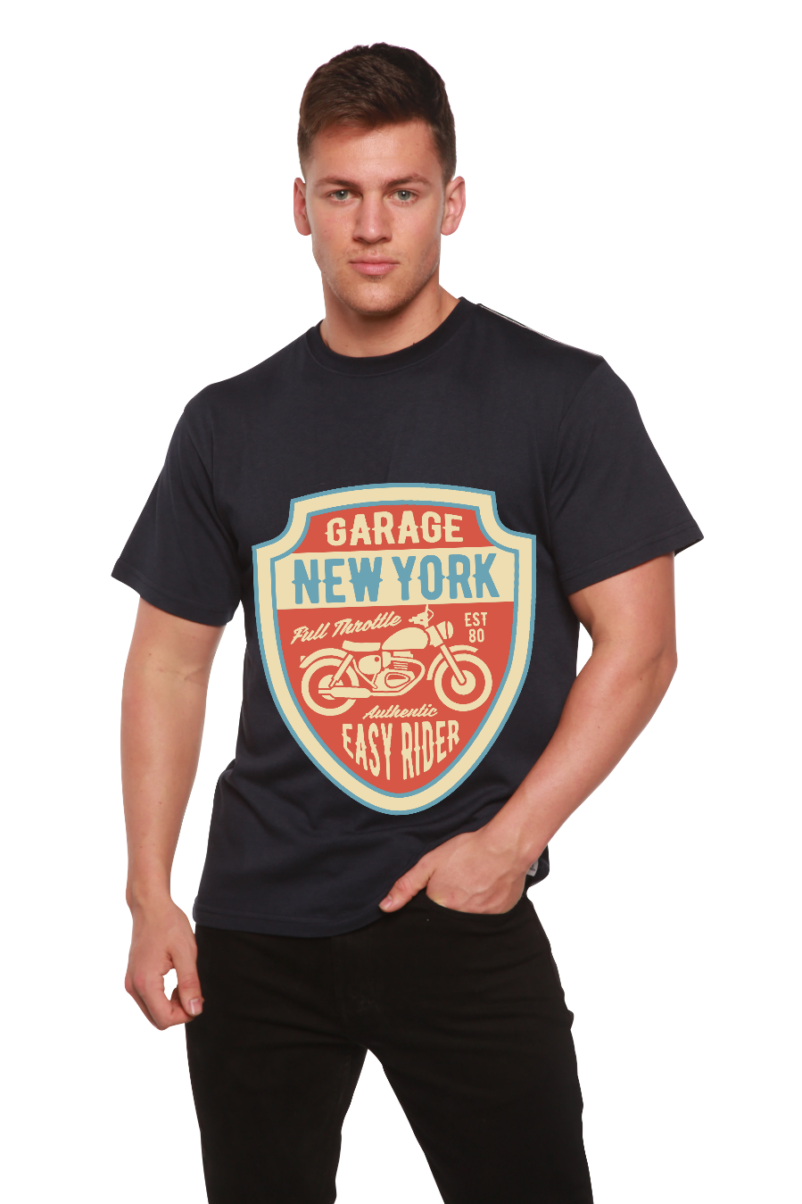 Garage New York - Camiseta gráfica de manga corta de bambú/algodón orgánico para hombre
