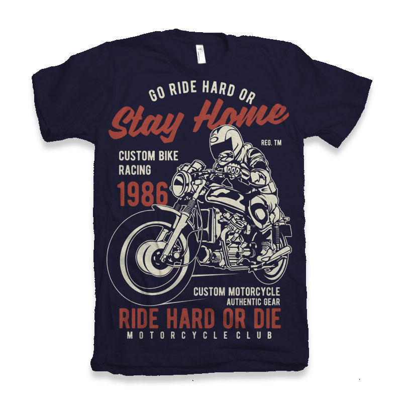 Camiseta gráfica de manga corta de bambú/algodón orgánico "Go Ride Hard" para hombre