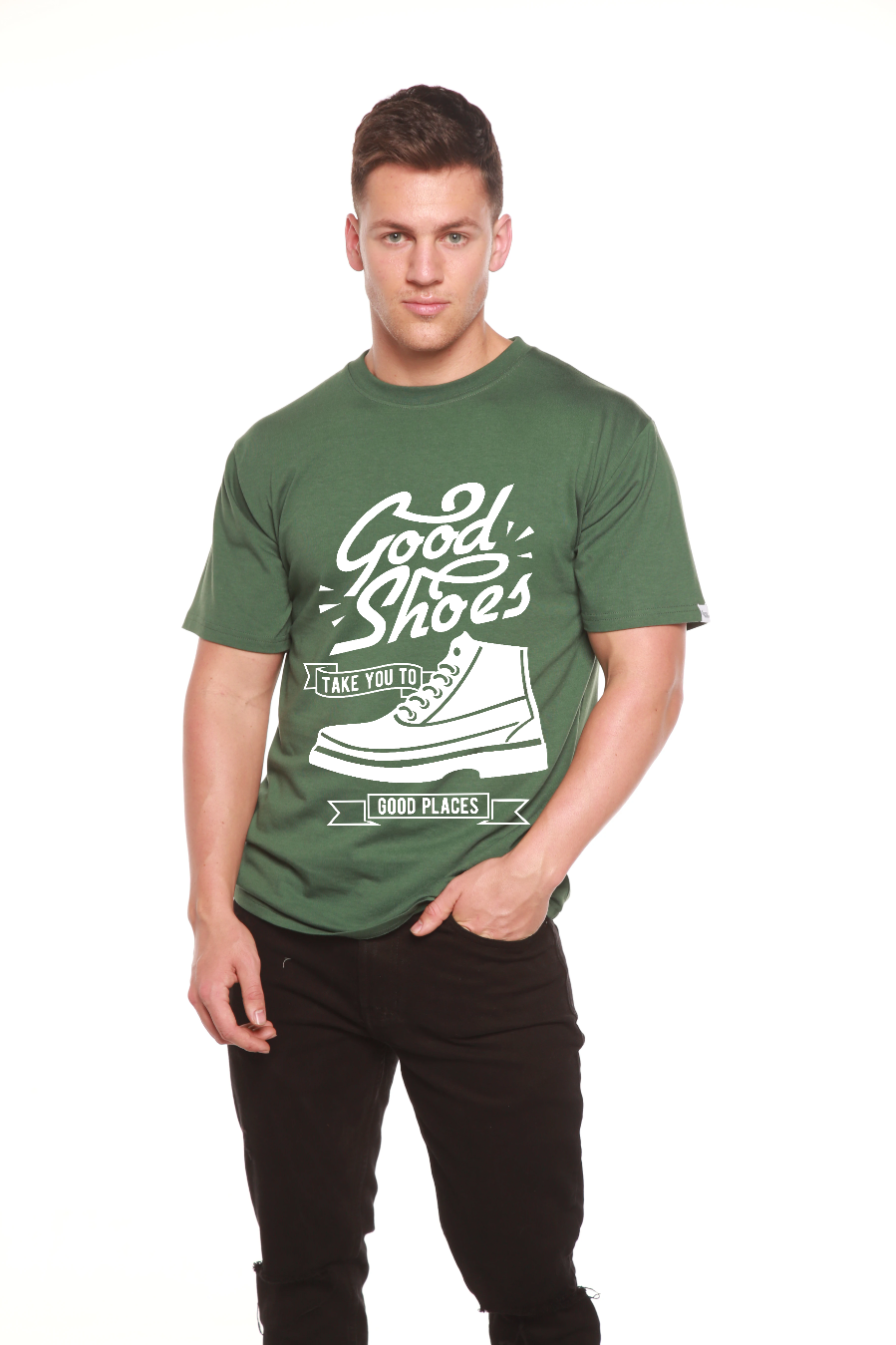 Good Shoes Camiseta gráfica de manga corta para hombre de bambú viscosa/algodón orgánico