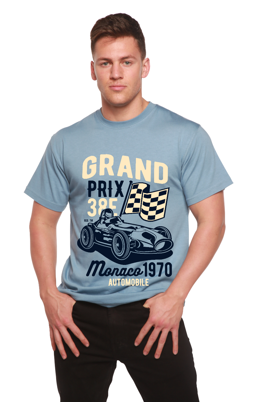 Camiseta Gráfica de Manga Corta de Viscosa de Bambú/Algodón Orgánico Grand Prix para Hombre