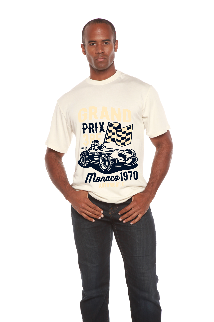 Camiseta Gráfica de Manga Corta de Viscosa de Bambú/Algodón Orgánico Grand Prix para Hombre