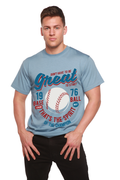 Camiseta Gráfica de Manga Corta de Viscosa de Bambú/Algodón Orgánico "Great Baseball" para Hombre