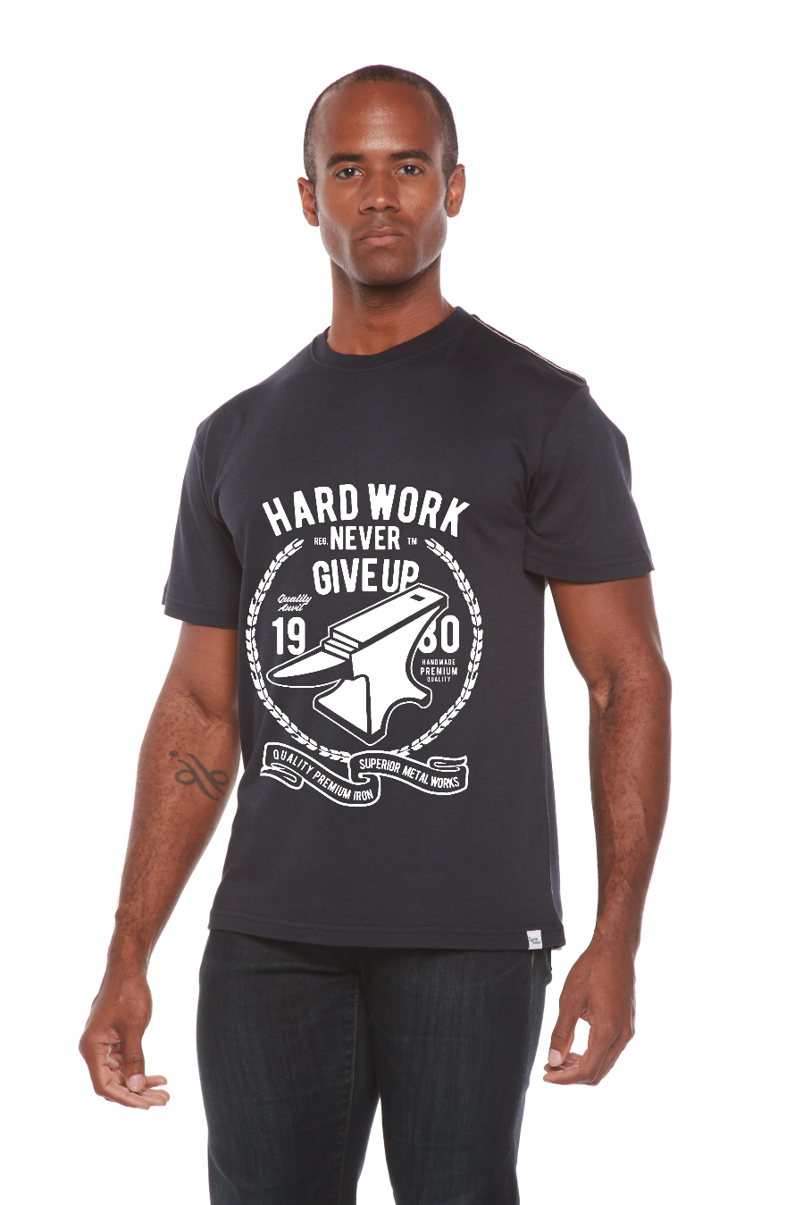 Camiseta gráfica de manga corta de viscosa de bambú y algodón orgánico para hombre Hard Work Anvil