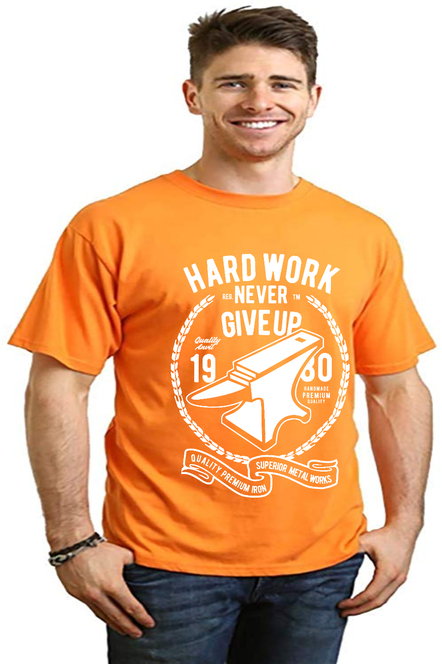 Camiseta gráfica de manga corta de viscosa de bambú y algodón orgánico para hombre Hard Work Anvil