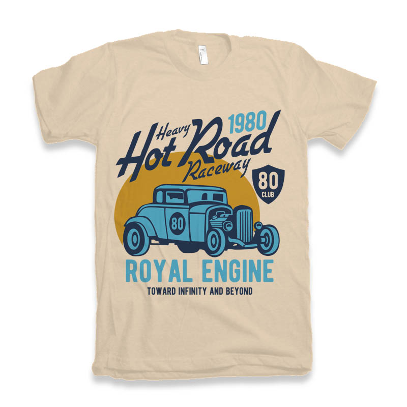 Camiseta gráfica de manga corta de bambú/algodón orgánico para hombre Heavy Hot Road