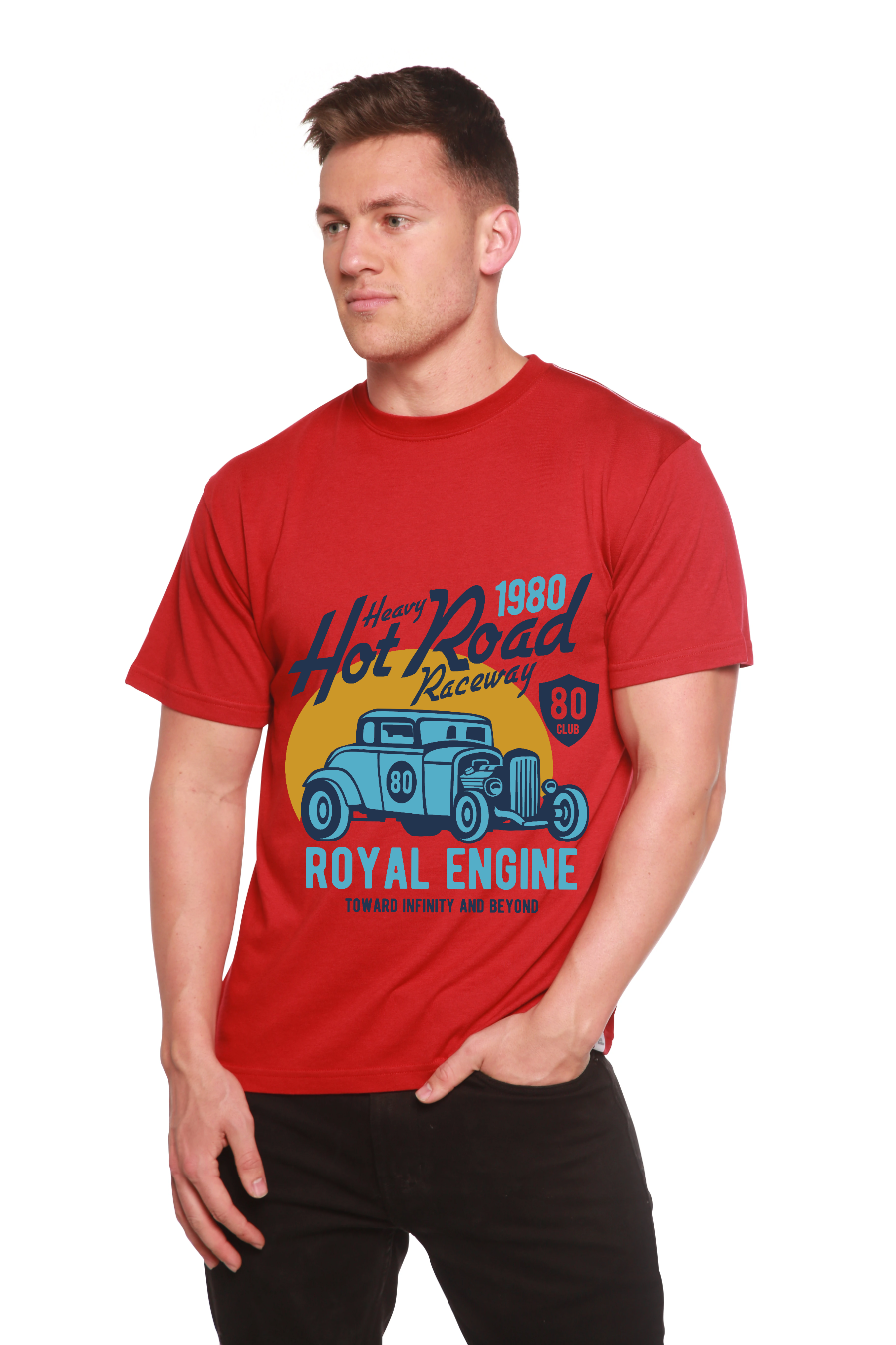 Camiseta gráfica de manga corta de bambú/algodón orgánico para hombre Heavy Hot Road