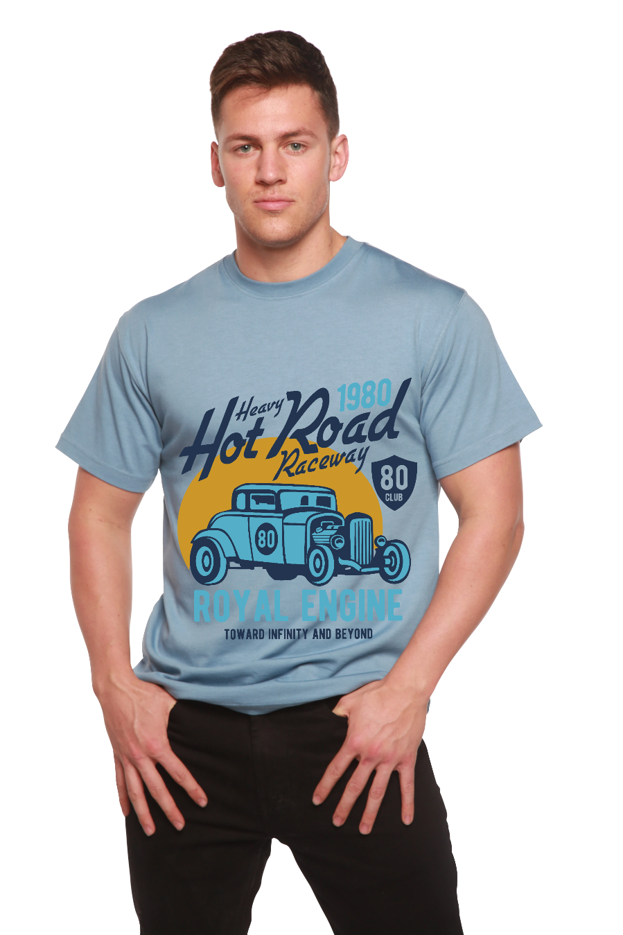 Camiseta gráfica de manga corta de bambú/algodón orgánico para hombre Heavy Hot Road