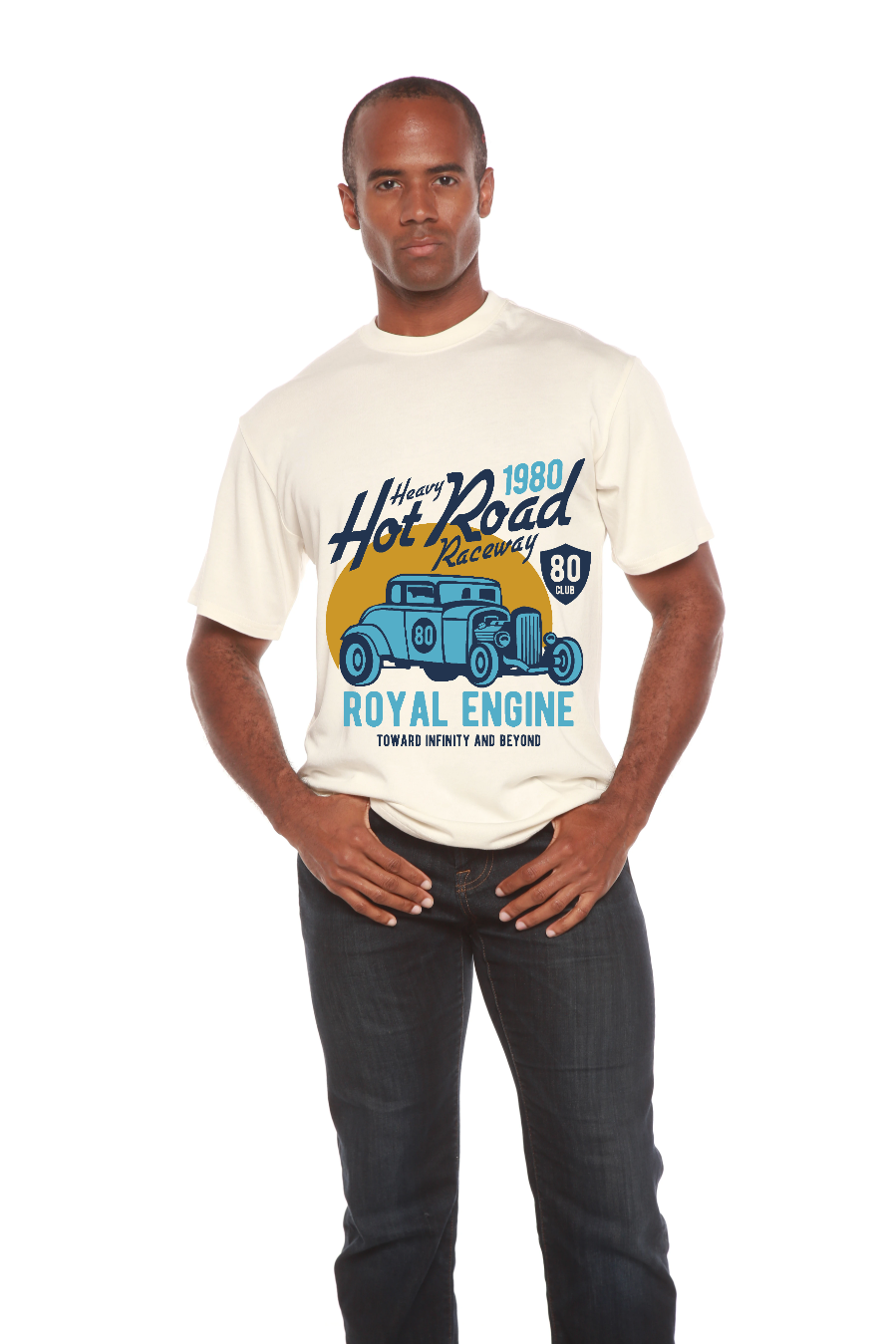 Camiseta gráfica de manga corta de bambú/algodón orgánico para hombre Heavy Hot Road