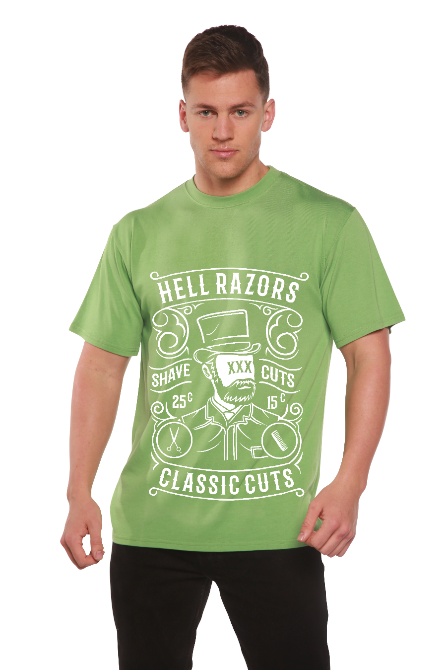 Camiseta gráfica de manga corta de bambú/algodón orgánico para hombre Hell Razors