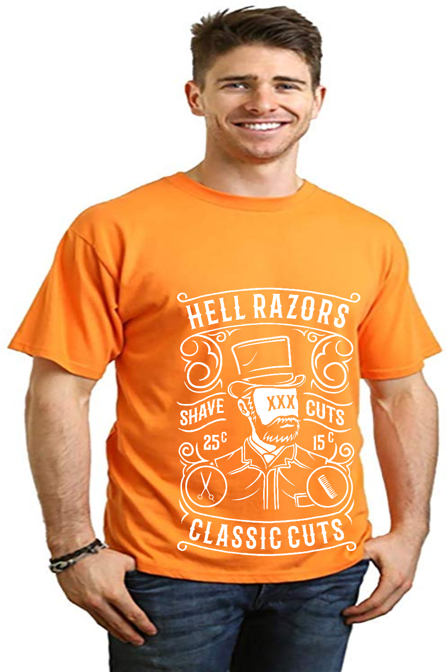Camiseta gráfica de manga corta de bambú/algodón orgánico para hombre Hell Razors