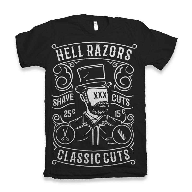 Camiseta gráfica de manga corta de bambú/algodón orgánico para hombre Hell Razors