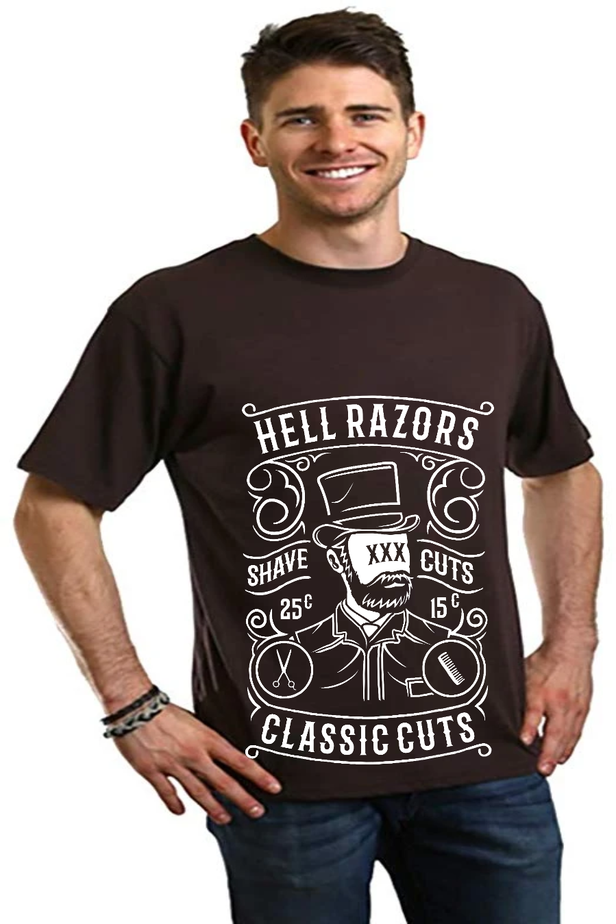 Camiseta gráfica de manga corta de bambú/algodón orgánico para hombre Hell Razors