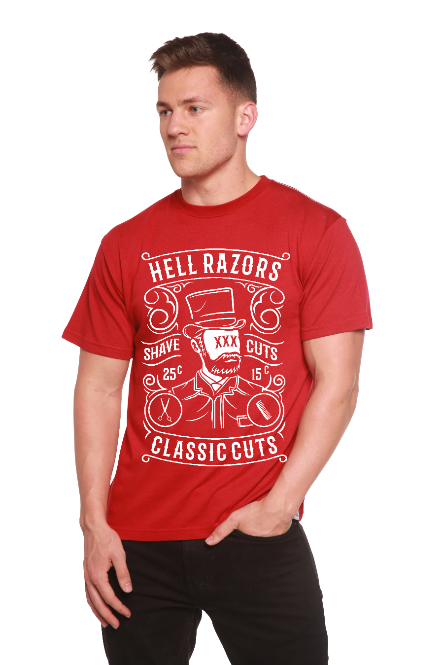 Camiseta gráfica de manga corta de bambú/algodón orgánico para hombre Hell Razors