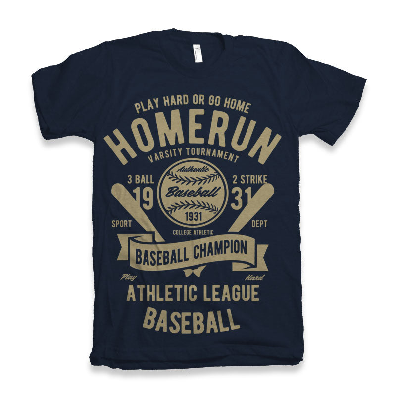 Camiseta gráfica de manga corta de bambú/algodón orgánico para hombre Homerun Baseball