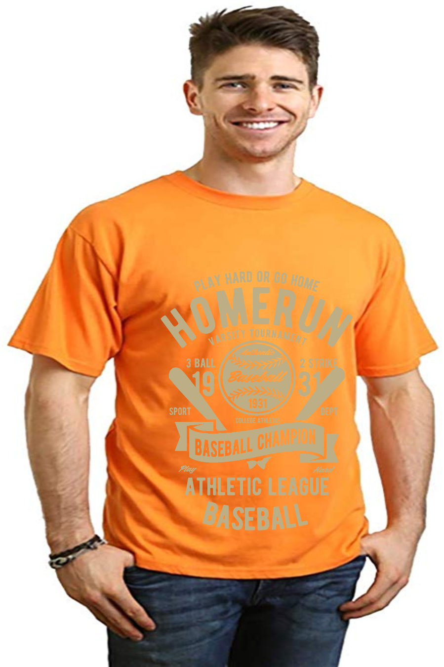 Camiseta gráfica de manga corta de bambú/algodón orgánico para hombre Homerun Baseball