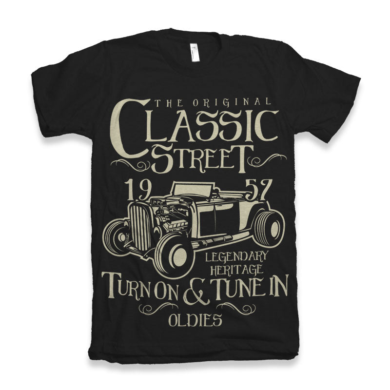 Camiseta Gráfica de Manga Corta para Hombre de Viscosa de Bambú/Algodón Orgánico Modelo Hot Rod Clásico