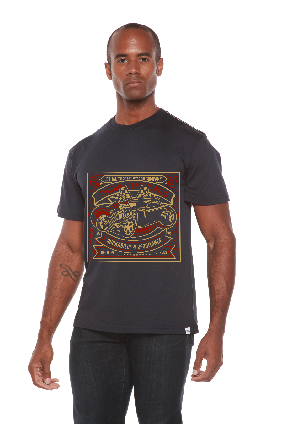 Camiseta gráfica de manga corta de bambú/algodón orgánico para hombre Hot Rod
