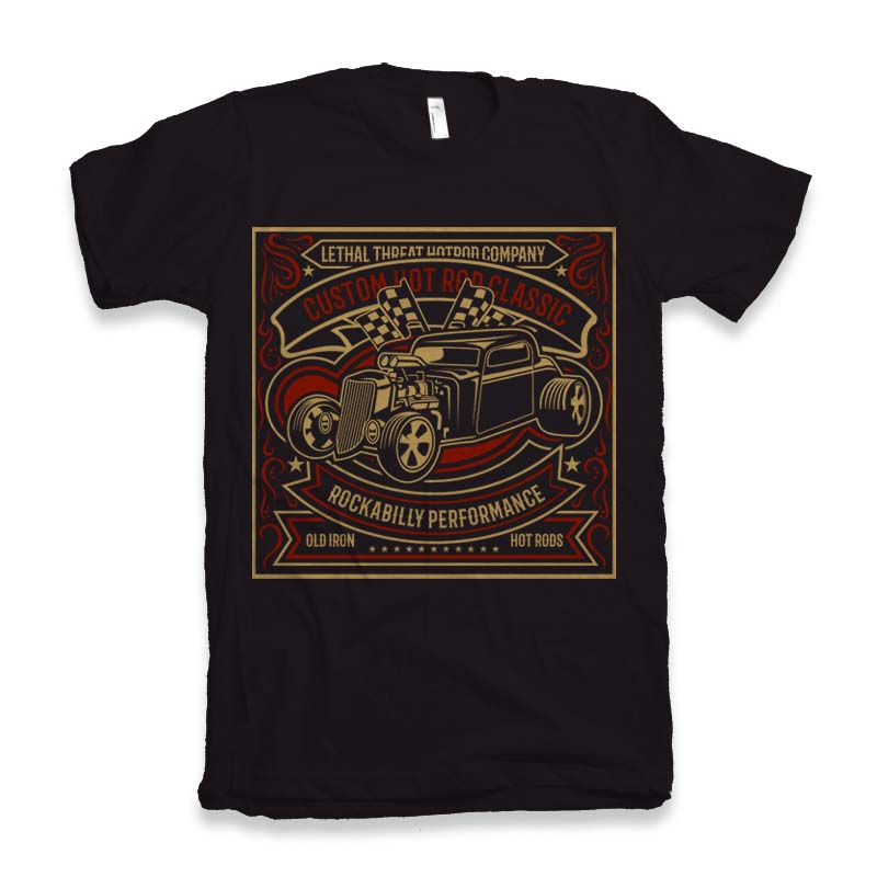 Camiseta gráfica de manga corta de bambú/algodón orgánico para hombre Hot Rod