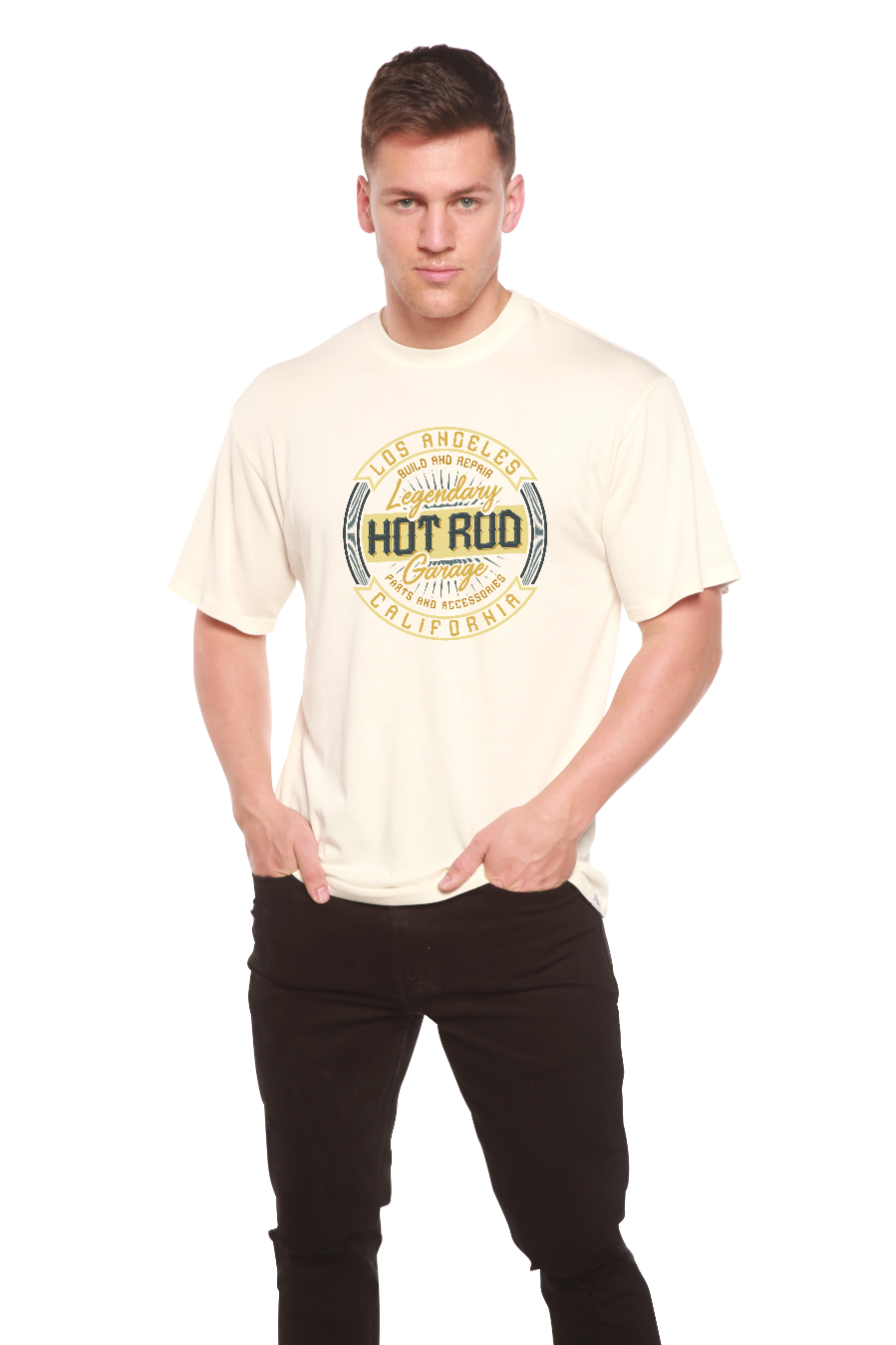 HOT ROO Camiseta gráfica de manga corta para hombre de bambú viscosa/algodón orgánico