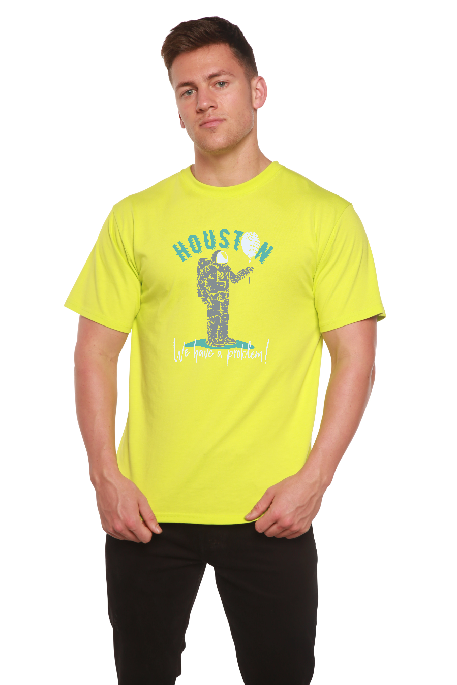 Camiseta gráfica de manga corta de viscosa de bambú y algodón orgánico HOUSTON para hombre