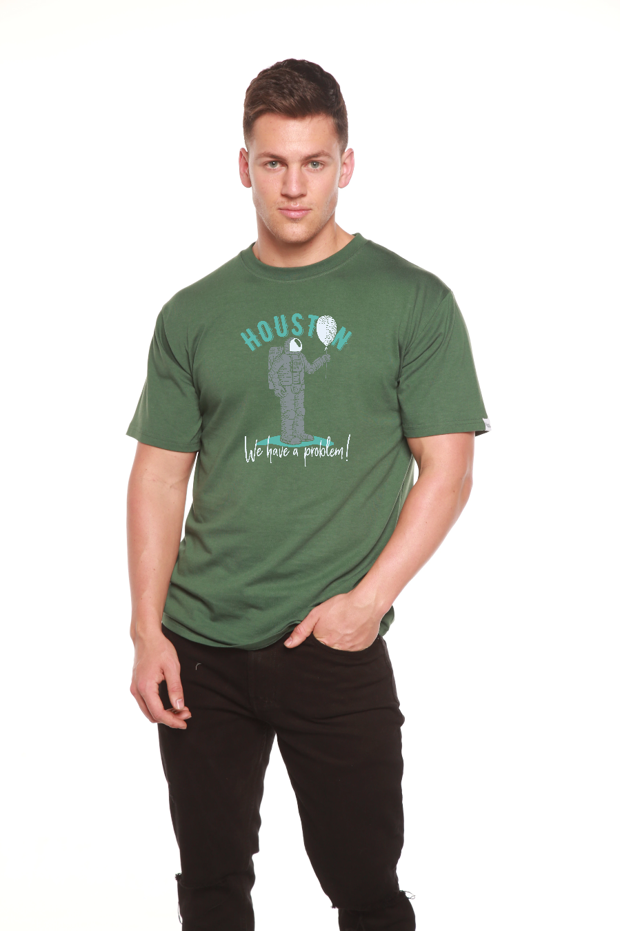 Camiseta gráfica de manga corta de viscosa de bambú y algodón orgánico HOUSTON para hombre