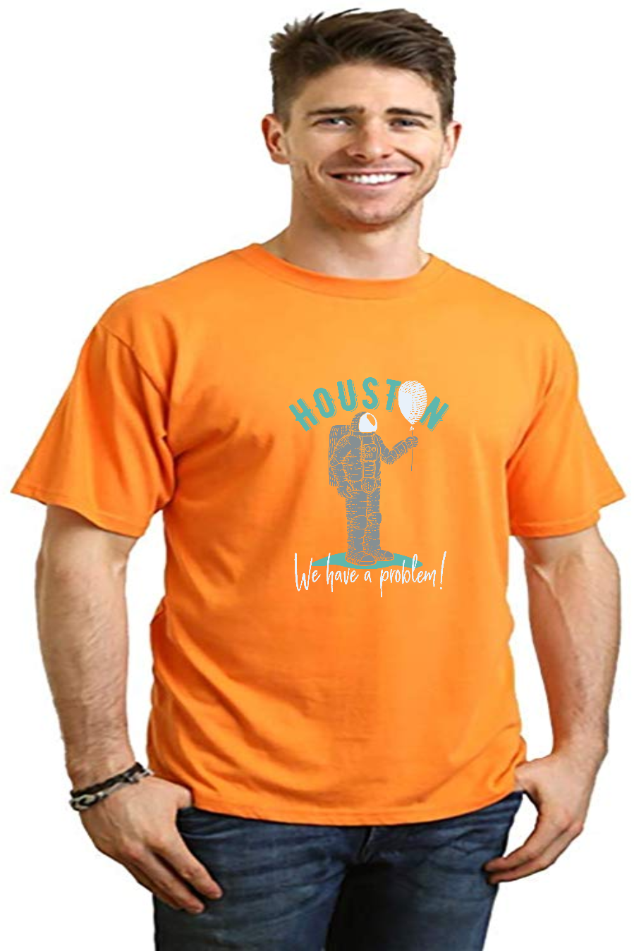 Camiseta gráfica de manga corta de viscosa de bambú y algodón orgánico HOUSTON para hombre
