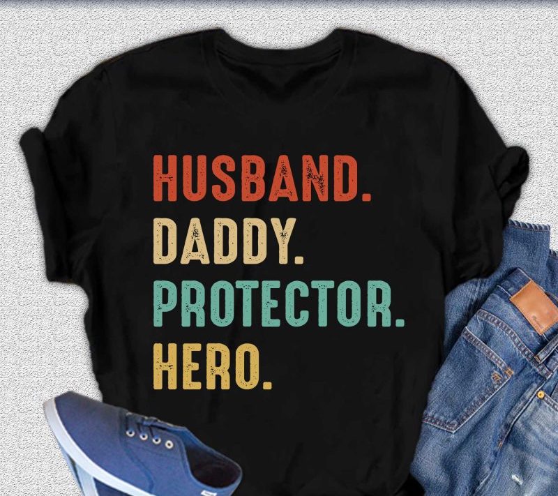 Esposo, Papá, Protector, Héroe Camiseta Gráfica de Manga Corta para Hombre de Viscosa de Bambú/Algodón Orgánico