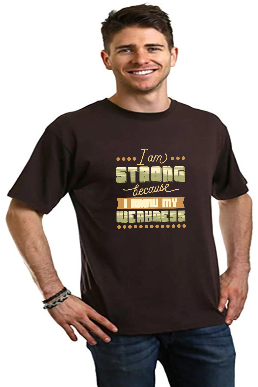 Camiseta gráfica de manga corta de viscosa de bambú/algodón orgánico "I am Strong" para hombre