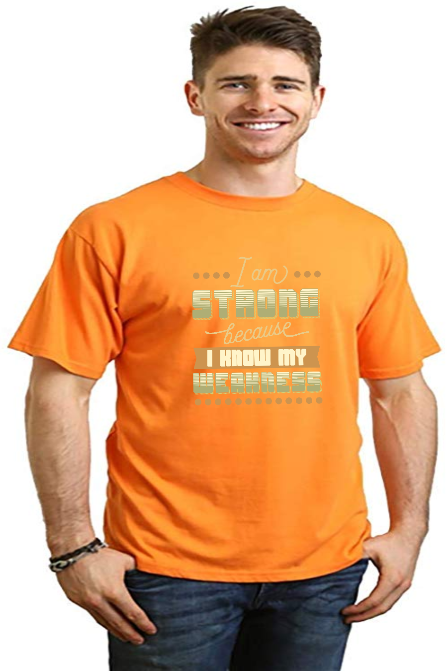 Camiseta gráfica de manga corta de viscosa de bambú/algodón orgánico "I am Strong" para hombre
