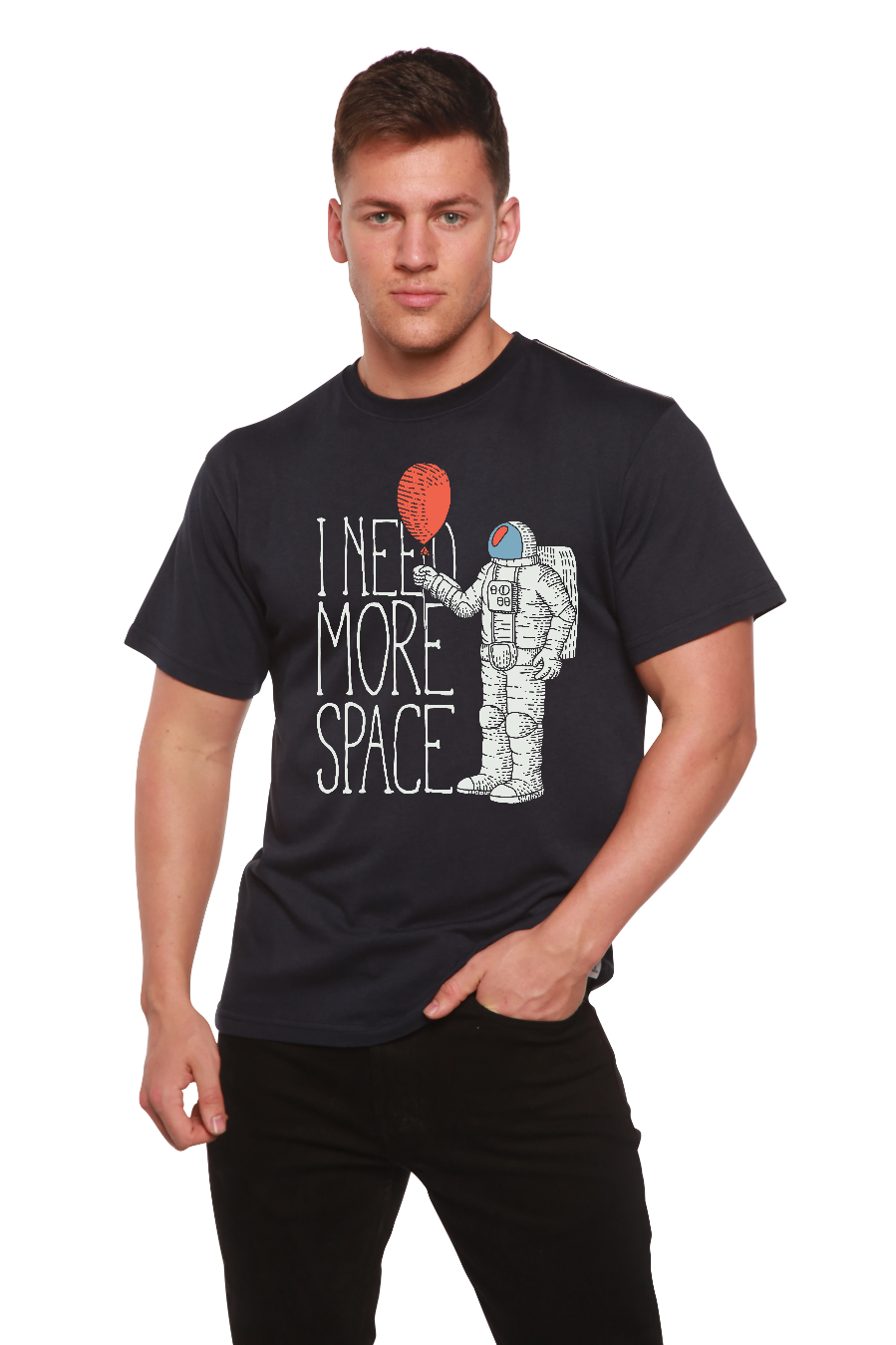 Necesito más espacio Camiseta gráfica de manga corta para hombre de bambú viscosa/algodón orgánico