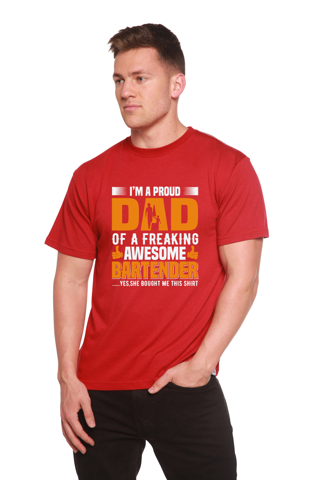 Camiseta gráfica de manga corta de bambú/algodón orgánico para hombre "Soy un papá orgulloso"