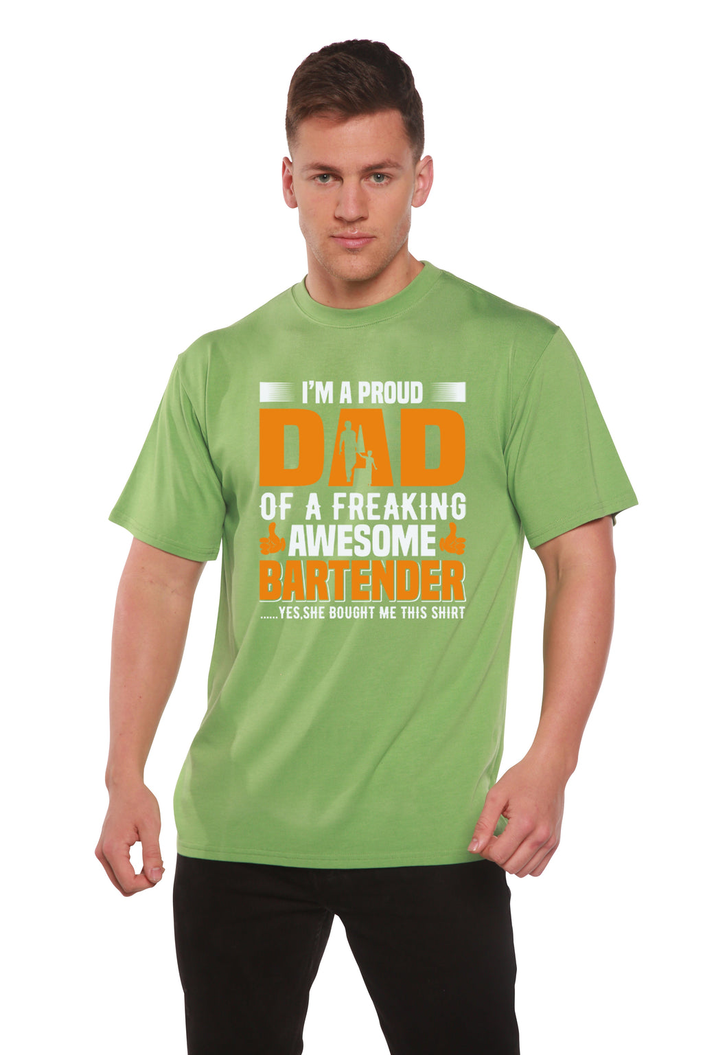 Camiseta gráfica de manga corta de bambú/algodón orgánico para hombre "Soy un papá orgulloso"