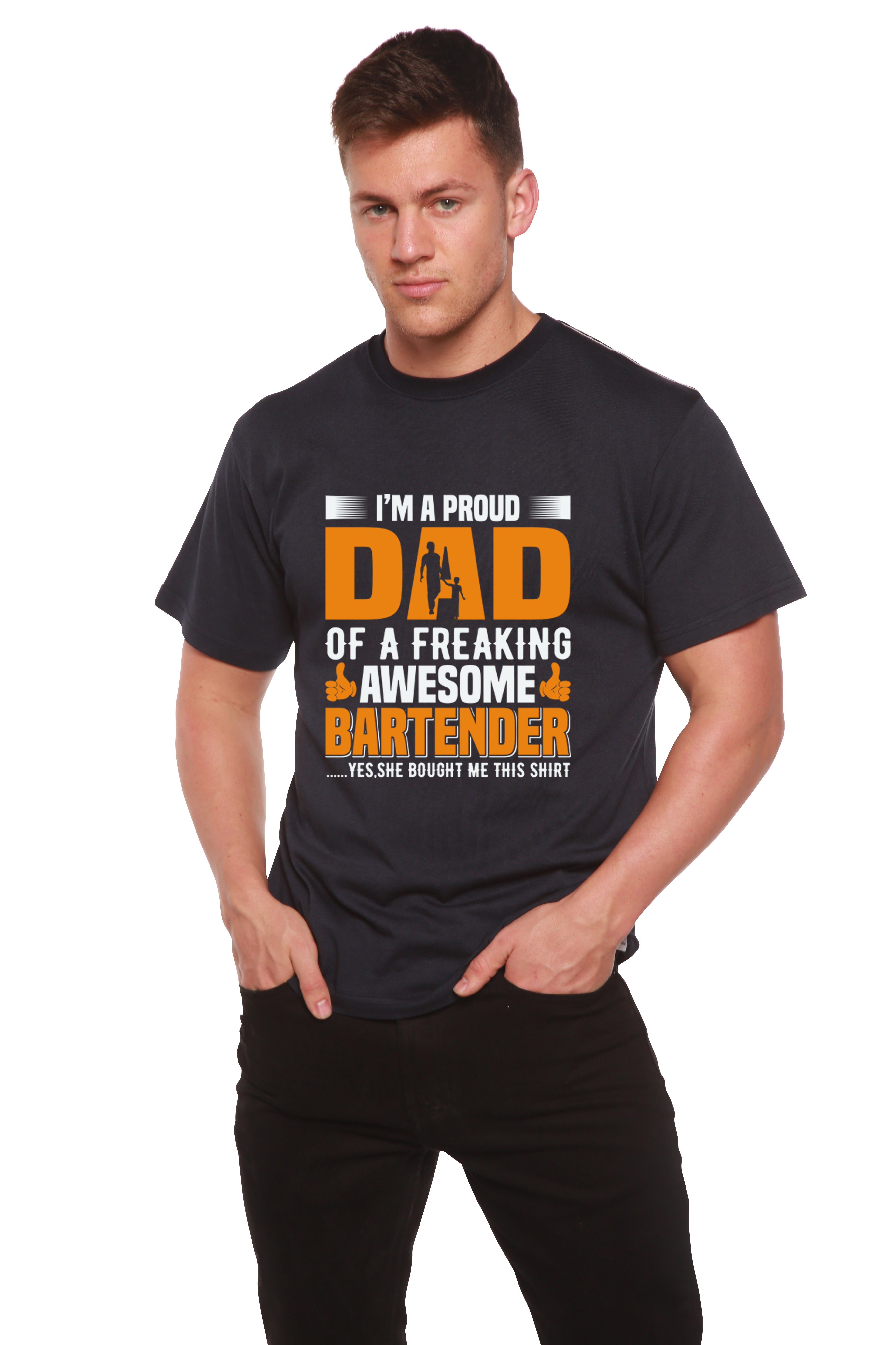 Camiseta gráfica de manga corta de bambú/algodón orgánico para hombre "Soy un papá orgulloso"