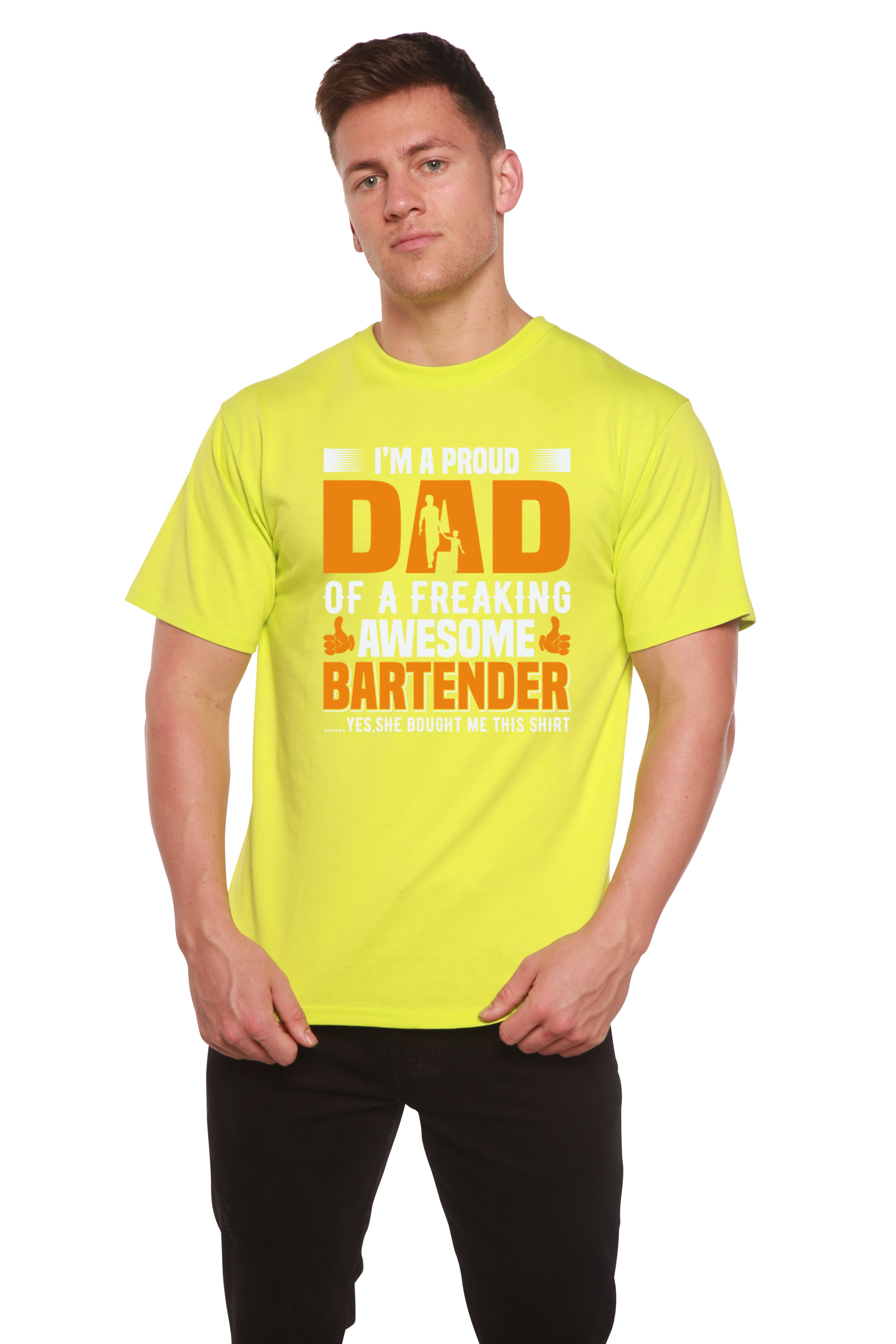 Camiseta gráfica de manga corta de bambú/algodón orgánico para hombre "Soy un papá orgulloso"