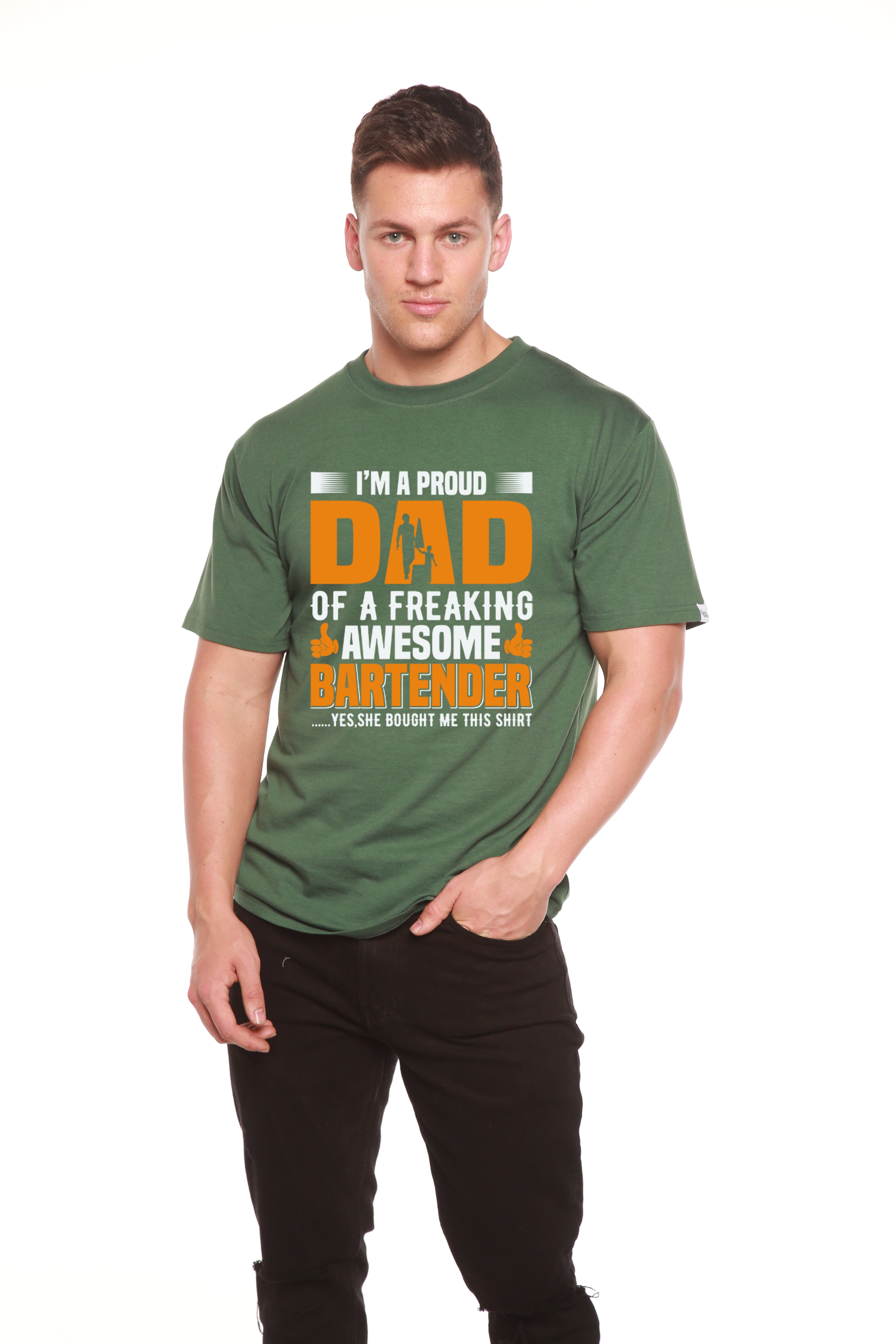 Camiseta gráfica de manga corta de bambú/algodón orgánico para hombre "Soy un papá orgulloso"