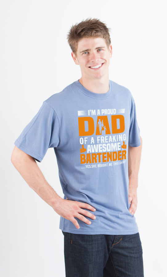 Camiseta gráfica de manga corta de bambú/algodón orgánico para hombre "Soy un papá orgulloso"