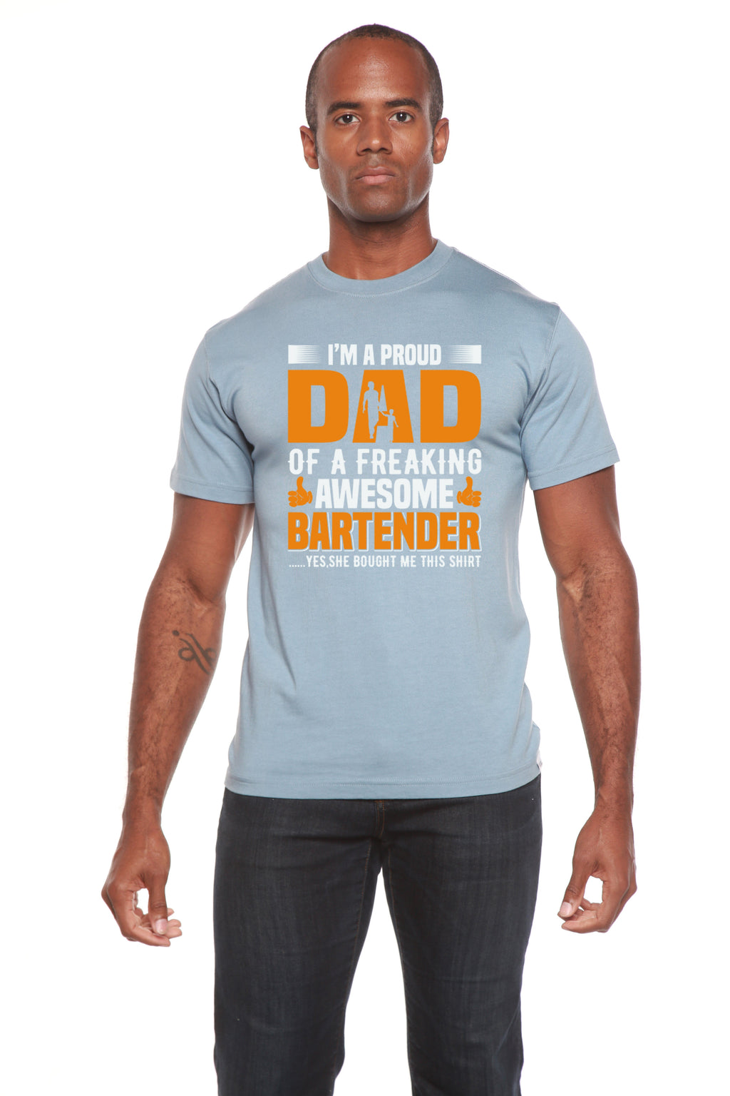 Camiseta gráfica de manga corta de bambú/algodón orgánico para hombre "Soy un papá orgulloso"