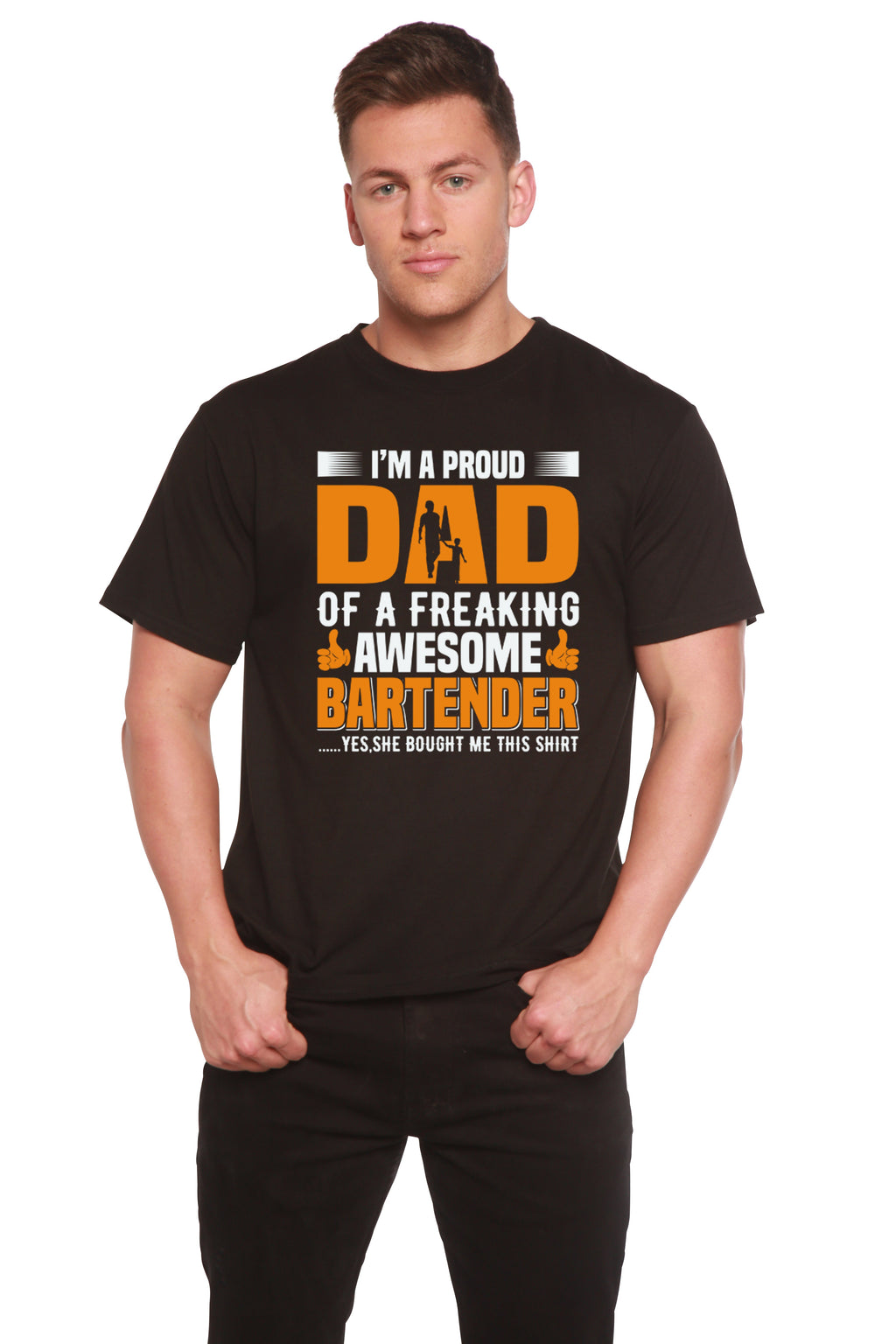 Camiseta gráfica de manga corta de bambú/algodón orgánico para hombre "Soy un papá orgulloso"