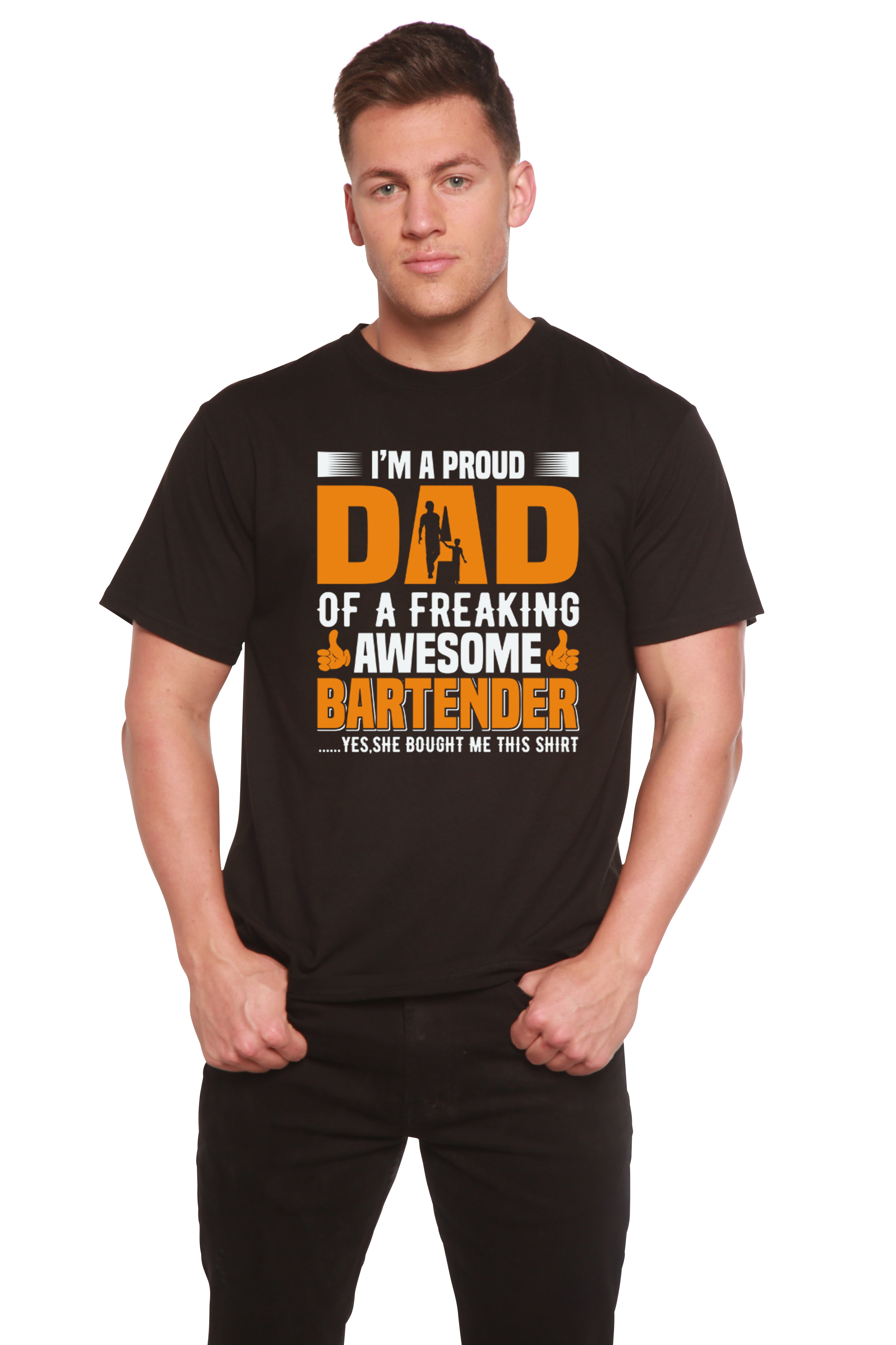 Camiseta gráfica de manga corta de bambú/algodón orgánico para hombre "Soy un papá orgulloso"