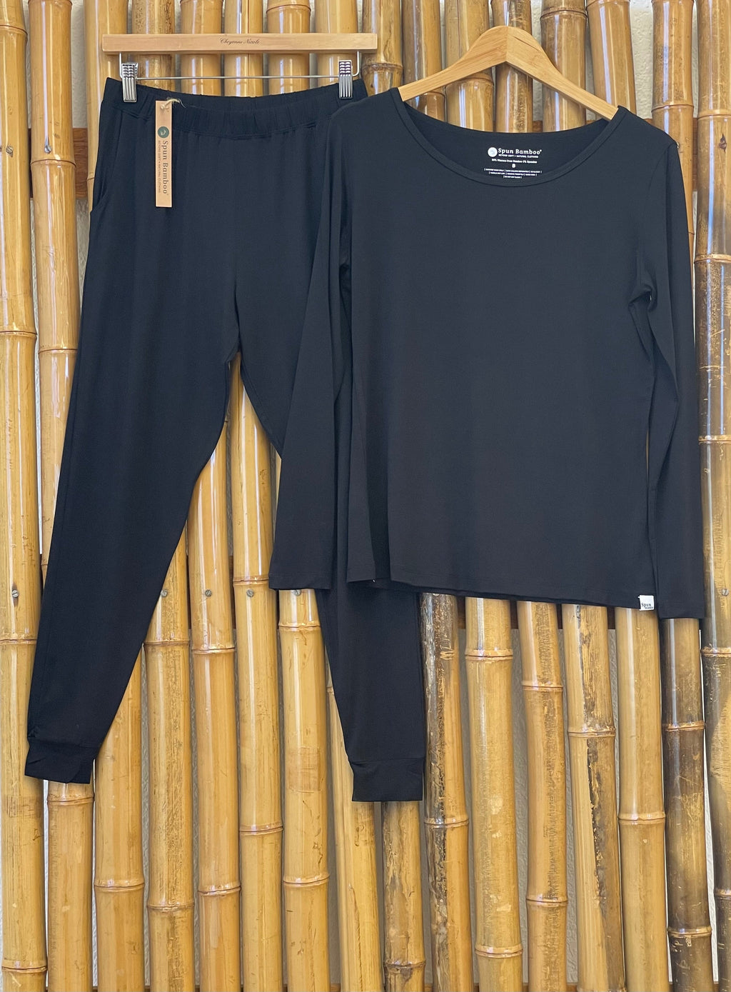 Conjunto de pijama de bambú para mujer - Camiseta de manga larga y pantalón jogger