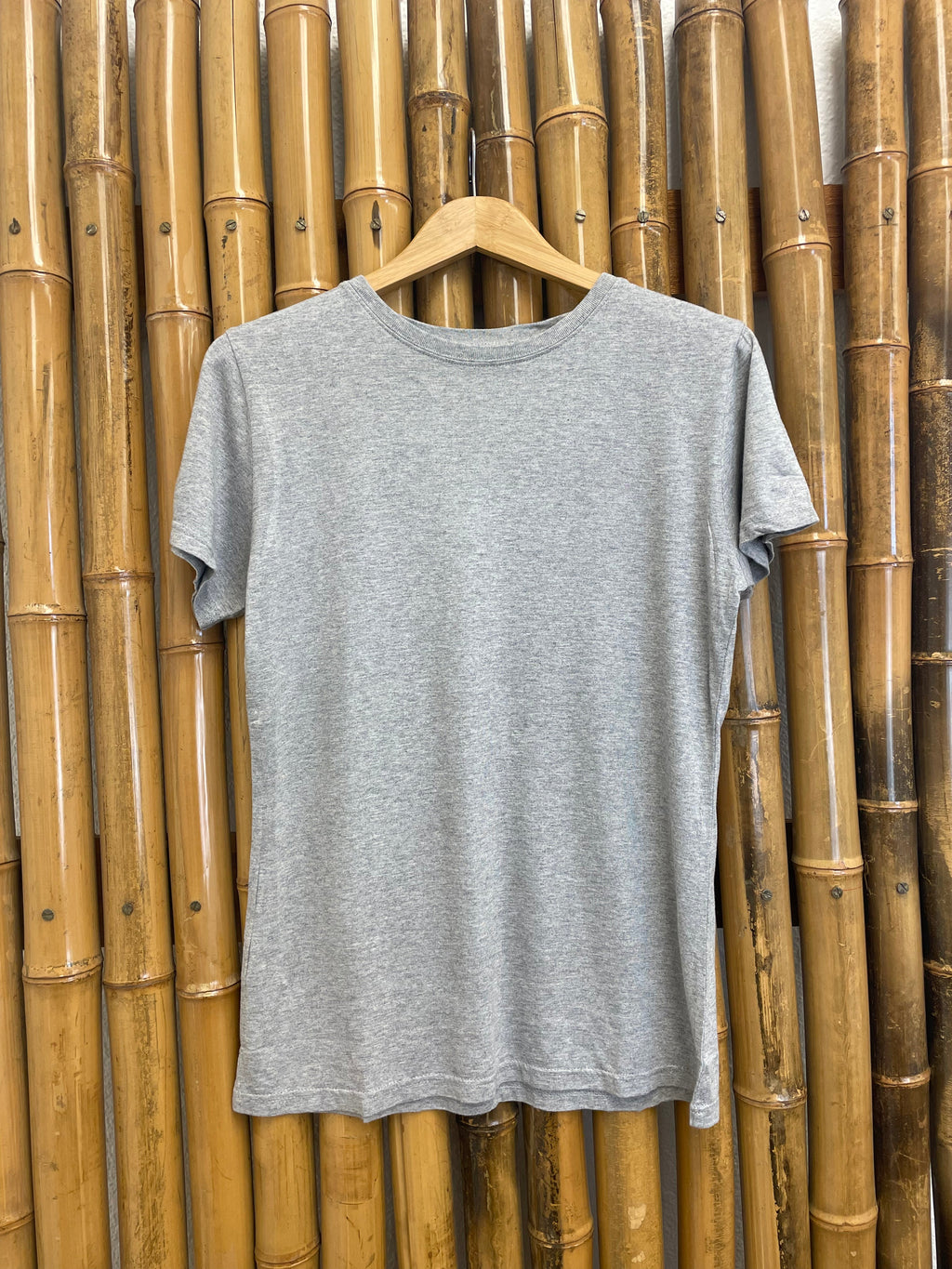 Camiseta de manga corta y cuello redondo para mujer de bambú/algodón de Spun Bamboo - Gris jaspeado