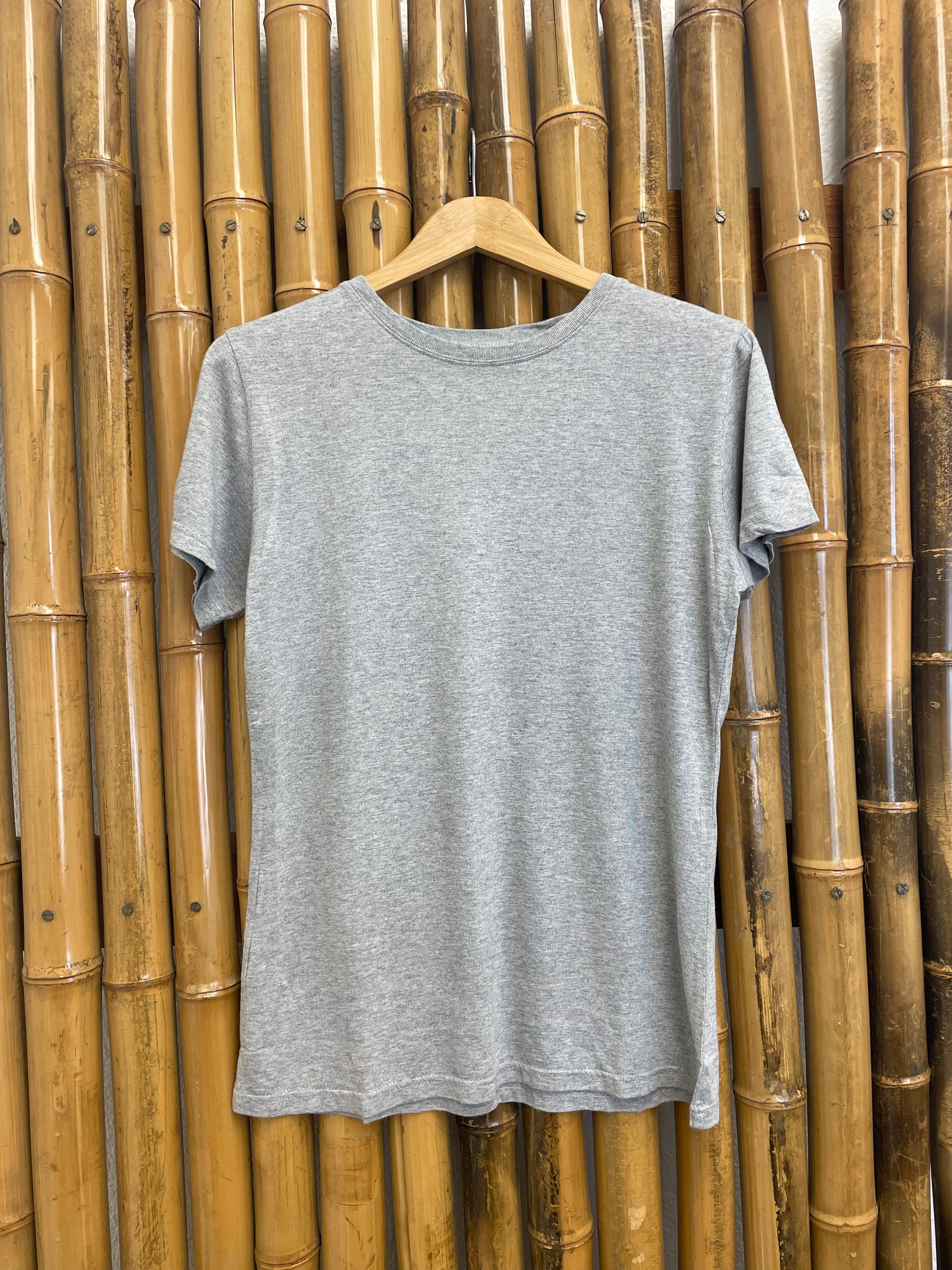 Camiseta de manga corta y cuello redondo para mujer de bambú/algodón de Spun Bamboo - Gris jaspeado