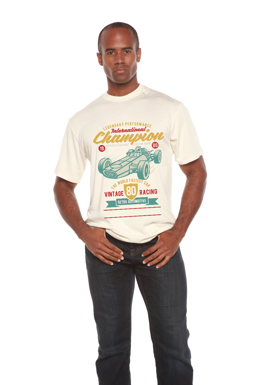 Camiseta gráfica de manga corta de bambú/algodón orgánico para hombre "International Champion"