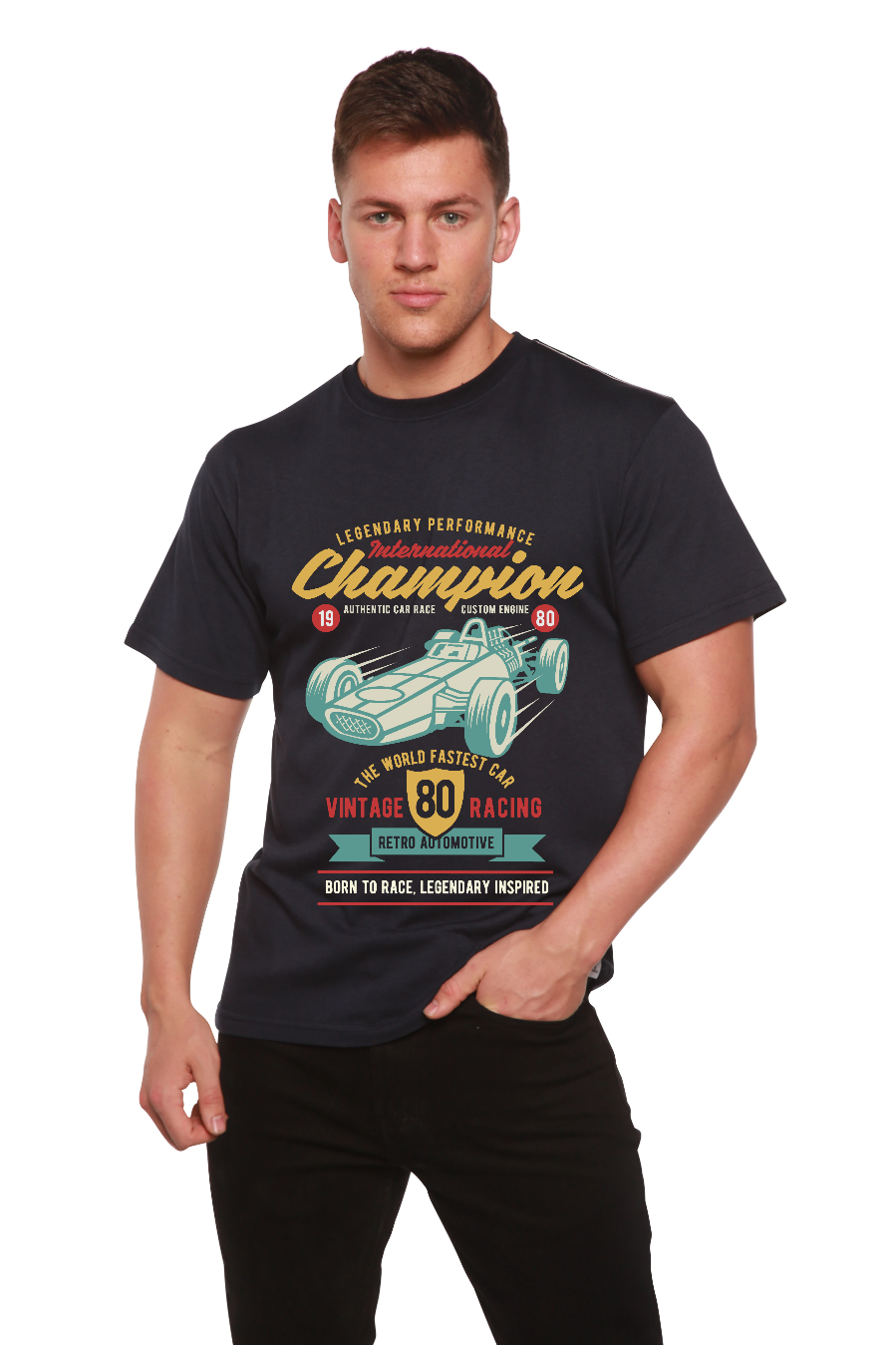 Camiseta gráfica de manga corta de bambú/algodón orgánico para hombre "International Champion"