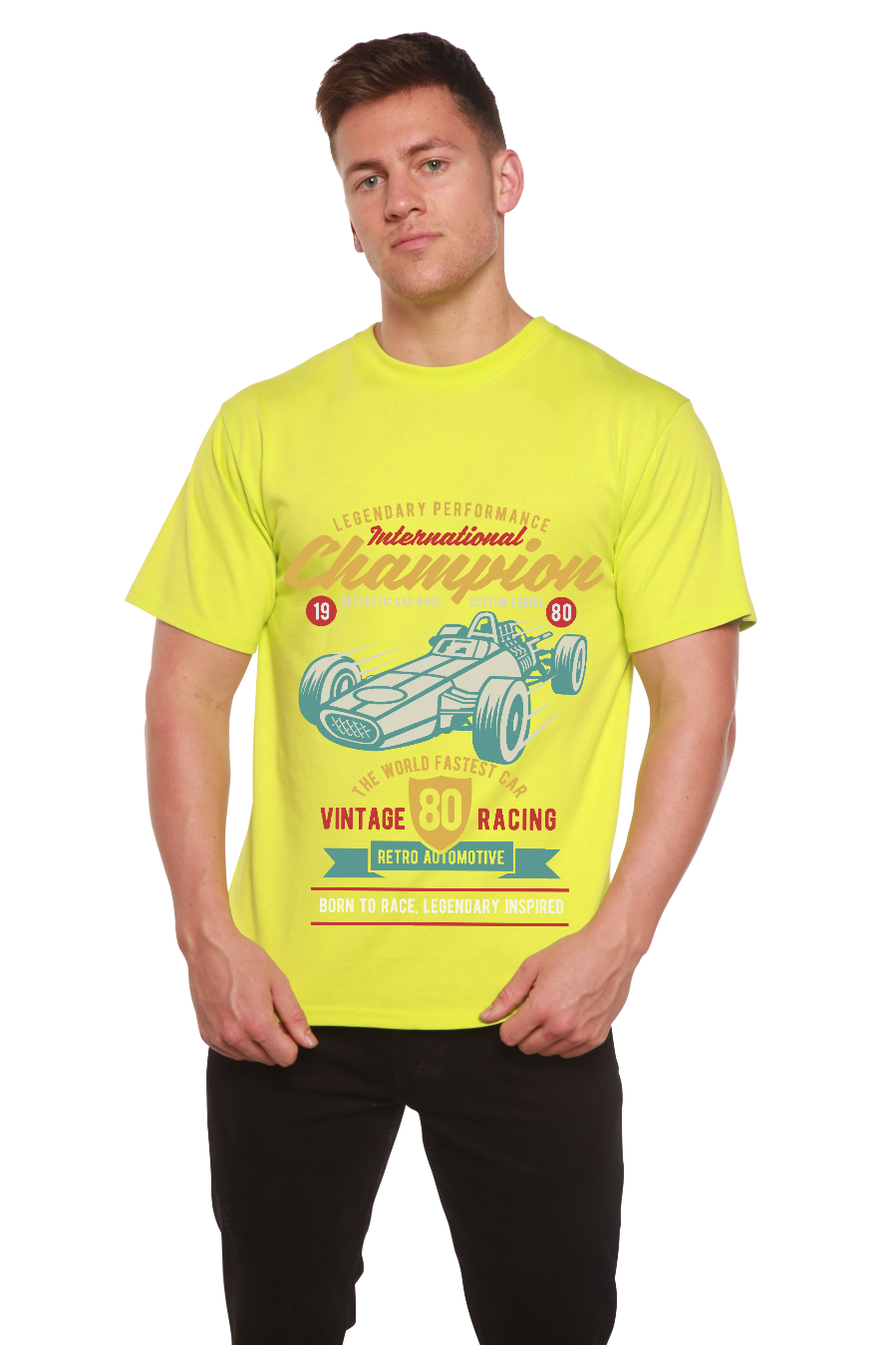 Camiseta gráfica de manga corta de bambú/algodón orgánico para hombre "International Champion"