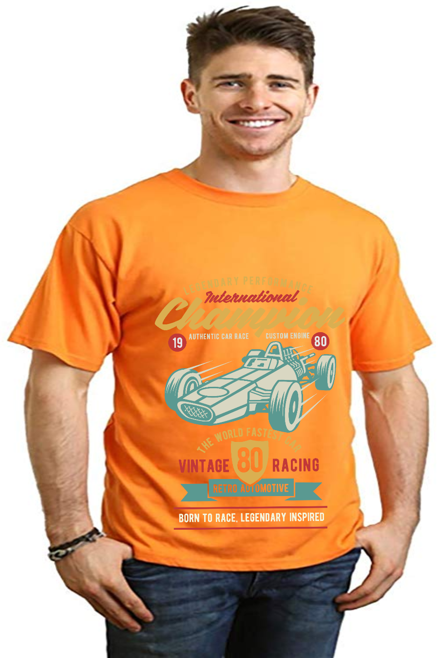 Camiseta gráfica de manga corta de bambú/algodón orgánico para hombre "International Champion"