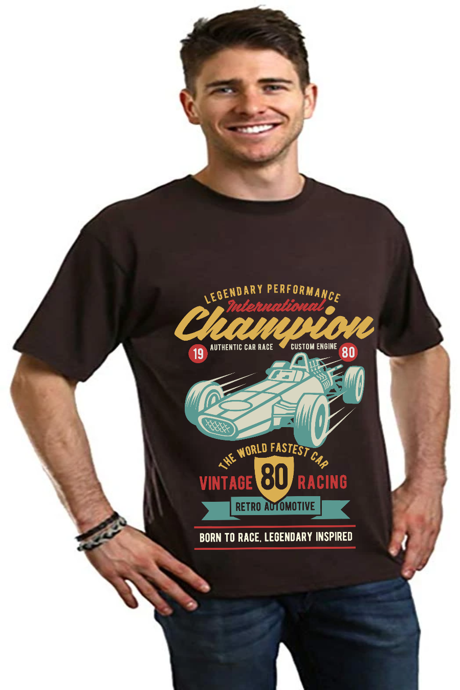 Camiseta gráfica de manga corta de bambú/algodón orgánico para hombre "International Champion"