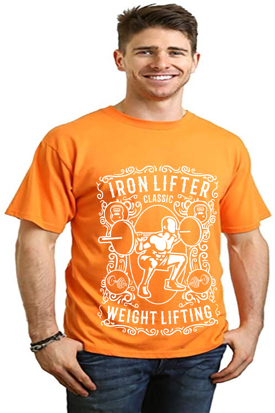 Camiseta gráfica de manga corta de viscosa de bambú/algodón orgánico Iron Lifter para hombre