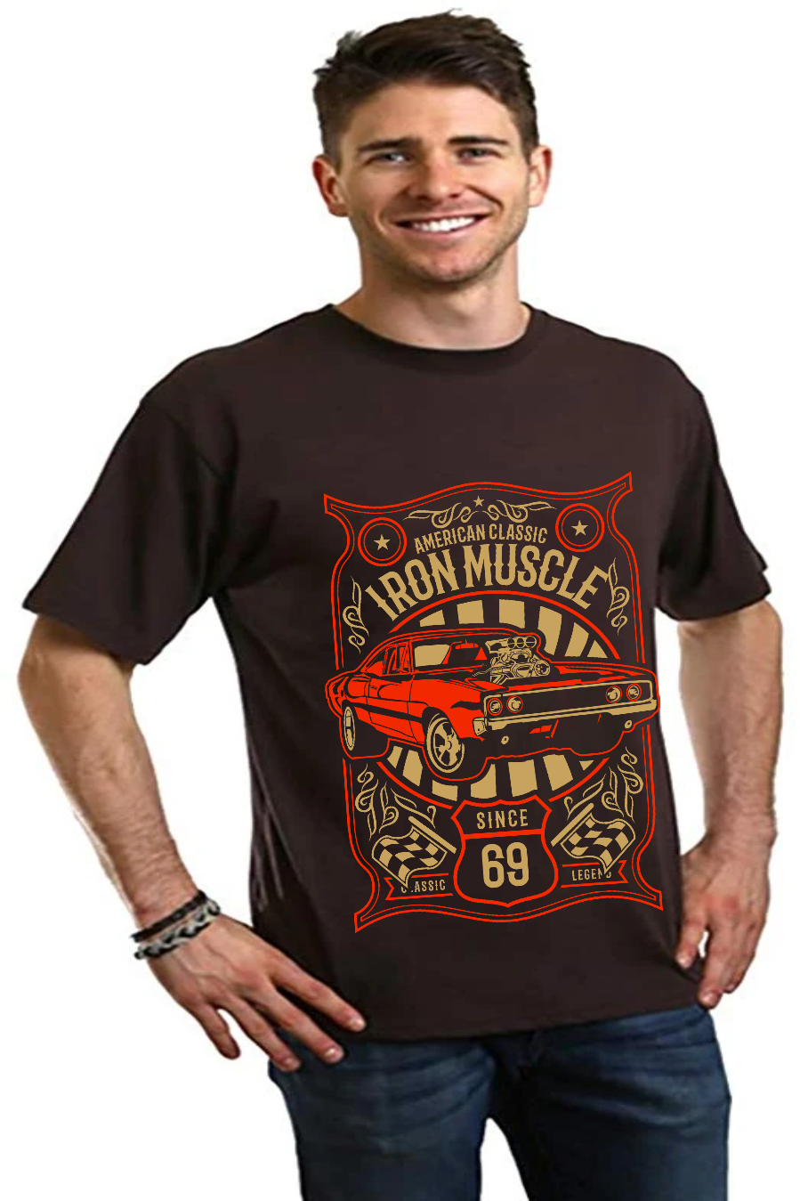 Camiseta gráfica de manga corta de viscosa de bambú/algodón orgánico Iron Muscle para hombre