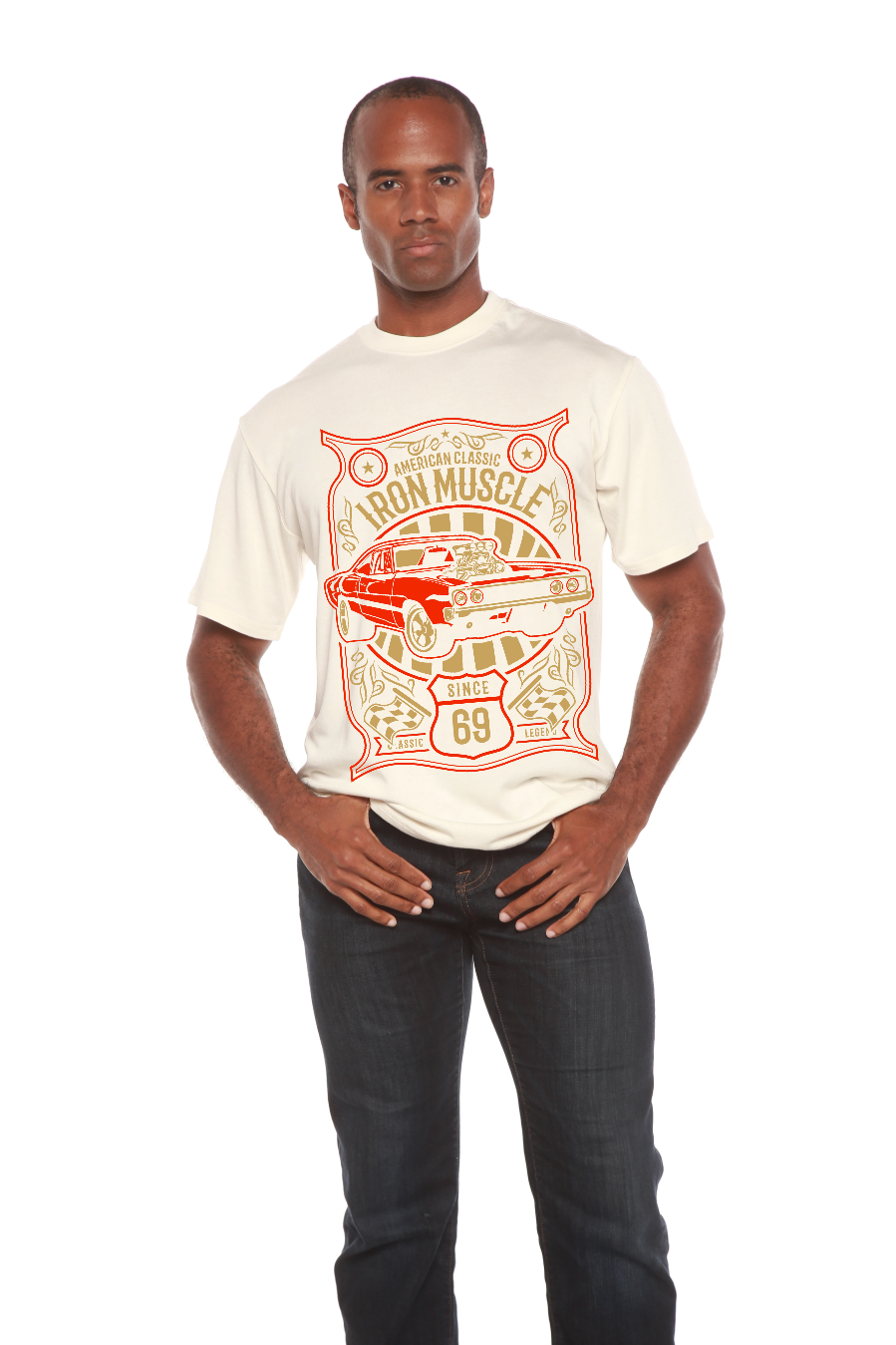 Camiseta gráfica de manga corta de viscosa de bambú/algodón orgánico Iron Muscle para hombre